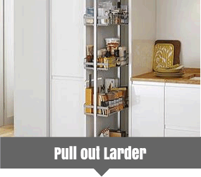 Increase your kitchen storage a pull out larder - supplied and installed by Kitchen Makeover, Laois, Ireland Increase your kitchen storage a pull out larder - supplied and installed by Kitchen Makeover, Laois, Ireland